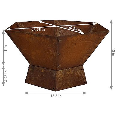 Sunnydaze 23 in Rustic Affinity Steel Fire Pit with Pedestal Stand