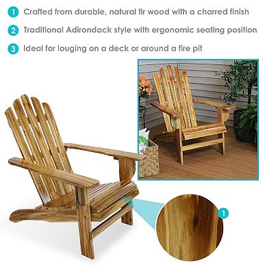 Sunnydaze Rustic Fir Wood Adirondack Chair - Charred Finish
