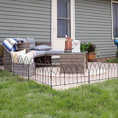 Sunnydaze 5-Piece Narbonne Steel Garden Border Fencing - 9 ft - Black