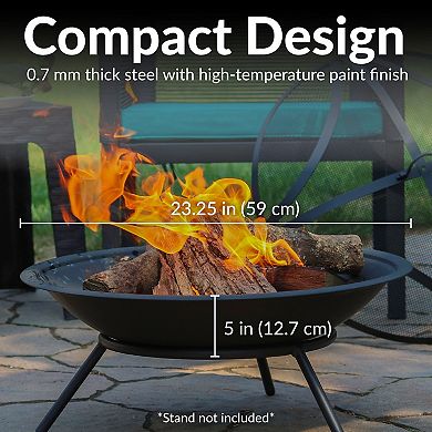Sunnydaze 23 in Classic Elegance Steel Replacement Fire Pit Bowl - Black