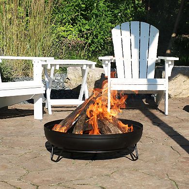 Sunnydaze 23 in Steel Wood-Burning Fire Pit Bowl with Stand - Black