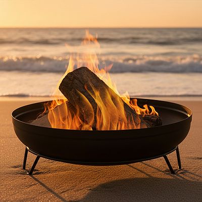 Sunnydaze 23 in Steel Wood-Burning Fire Pit Bowl with Stand - Black
