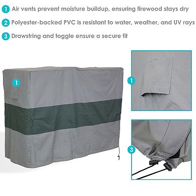 Sunnydaze 4 Ft Heavy-duty Polyester Firewood Log Rack Cover - Gray/green