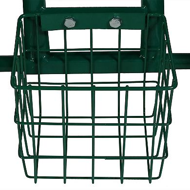 Sunnydaze Steel Rolling Garden Cart with Extended Swivel/Basket - Green