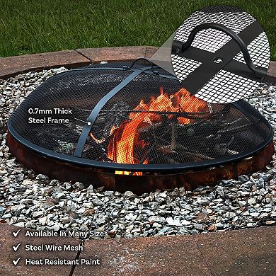 Sunnydaze 30 in Steel Round Fire Pit Spark Screen