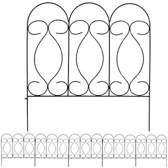 Sunnydaze 5 pc Traditional Iron Garden Border Fencing - 10 ft