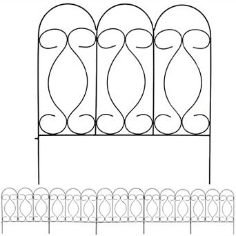 Sunnydaze 5 pc Traditional Iron Garden Border Fencing - 10 ft