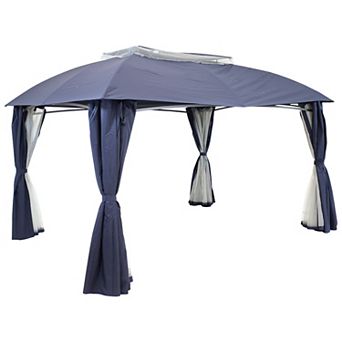 Sunnydaze 10 ft x 13 ft Soft Top Polyester Gazebo with Privacy Wall