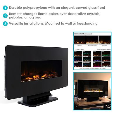 Sunnydaze 35.75 in Curved Face Wall or Freestanding Electric Fireplace