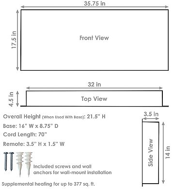 Sunnydaze Curved Face Wall or Freestanding Electric Fireplace