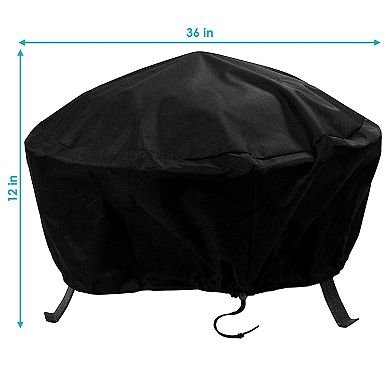 Sunnydaze 36 in Heavy-Duty PVC Round Outdoor Fire Pit Cover - Black