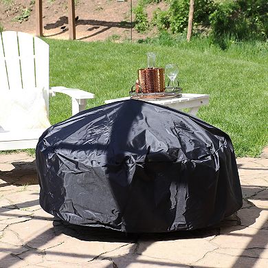 Sunnydaze 36 in Heavy-Duty PVC Round Outdoor Fire Pit Cover - Black