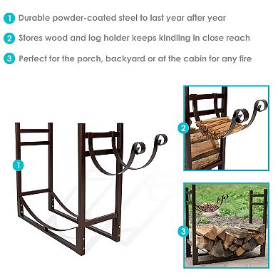 Sunnydaze 30" Indoor/Outdoor Steel Log Rack and Kindling Holder