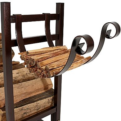 Sunnydaze 30" Indoor/Outdoor Steel Log Rack and Kindling Holder