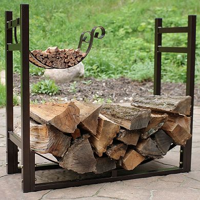 Sunnydaze 30" Indoor/Outdoor Steel Log Rack and Kindling Holder
