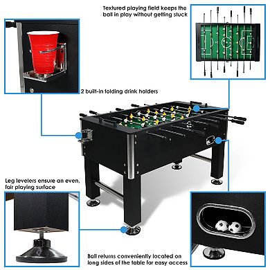 Sunnydaze 55 in Foosball Game Table with Drink Holders