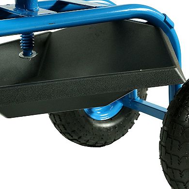 Sunnydaze Steel Rolling Garden Cart with Extended Swivel/Basket - Blue