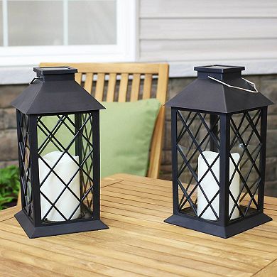 Sunnydaze Concord Outdoor Solar Candle Lantern - 11 in