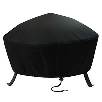 Sunnydaze Heavy-Duty PVC Round Outdoor Fire Pit Cover - Black