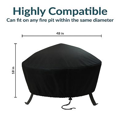 Sunnydaze Heavy-Duty PVC Round Outdoor Fire Pit Cover - Black