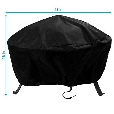 Sunnydaze 48 in Heavy-Duty PVC Round Outdoor Fire Pit Cover - Black
