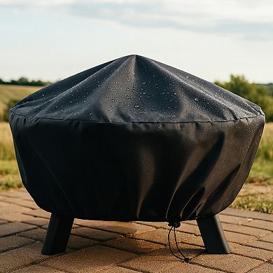 Sunnydaze Heavy-Duty PVC Round Outdoor Fire Pit Cover - Black