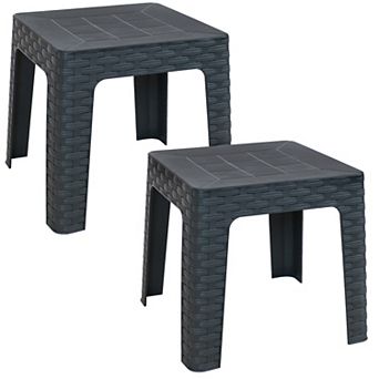 Sunnydaze 18.5 in Plastic Square Patio Side Table
