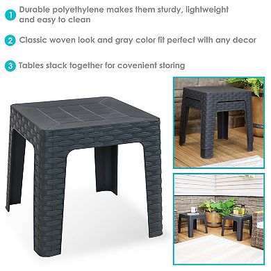 Sunnydaze Set of 2 Indoor/Outdoor Polypropylene 18" Square Patio Side Table