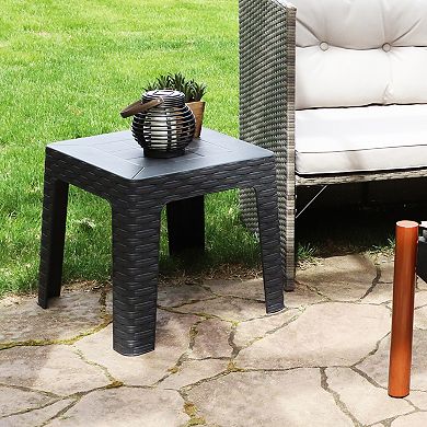 Sunnydaze Set of 2 Indoor/Outdoor Polypropylene 18" Square Patio Side Table