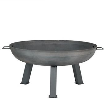 Sunnydaze Rustic Cast Iron Fire Pit Bowl with Stand - Steel