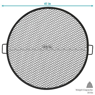 Sunnydaze Round Steel X-Mark Fire Pit Cooking Grill with Handles