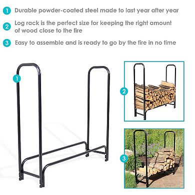 Sunnydaze 4 ft Steel Indoor/Outdoor Firewood Log Rack - Black