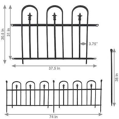 Sunnydaze 2-Piece Strasbourg Steel Garden Border Fencing - 6 ft - Black