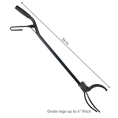 Sunnydaze 36 in Steel Spring-Loaded Firewood Log Grabber Claw
