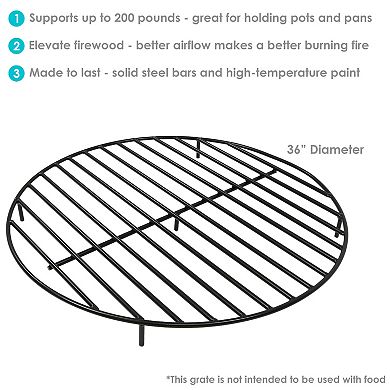 Sunnydaze Steel Round Outdoor Fire Pit Grate with Heat Resistance