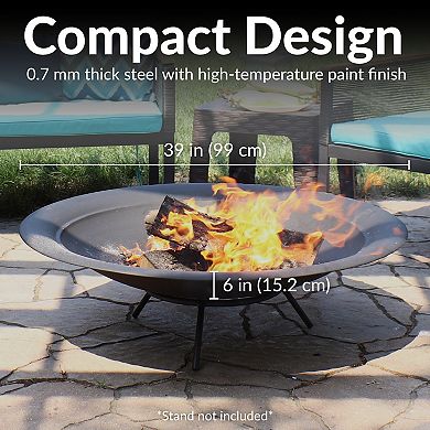 Sunnydaze 39 in Classic Elegance Steel Replacement Fire Pit Bowl - Black