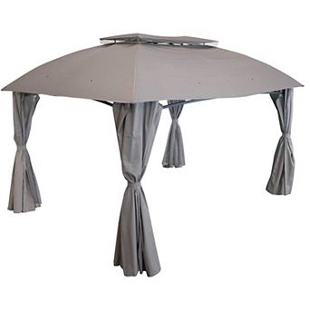 Sunnydaze 10 ft x 13 ft Soft Top Polyester Gazebo with Privacy Wall