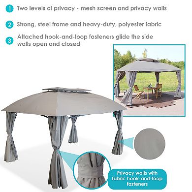 Sunnydaze 10 ft x 13 ft Soft Top Polyester Gazebo with Privacy Wall