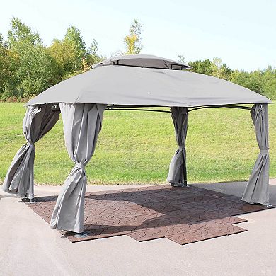 Sunnydaze 10 ft x 13 ft Soft Top Polyester Gazebo with Privacy Wall
