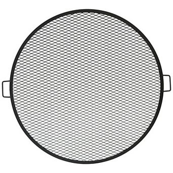 Sunnydaze Round Steel X-Mark Fire Pit Cooking Grill with Handles