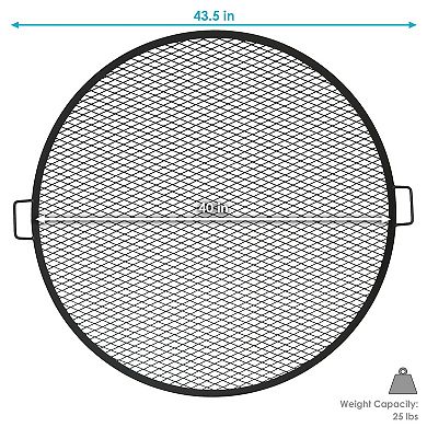 Sunnydaze Round Steel X-Mark Fire Pit Cooking Grill with Handles