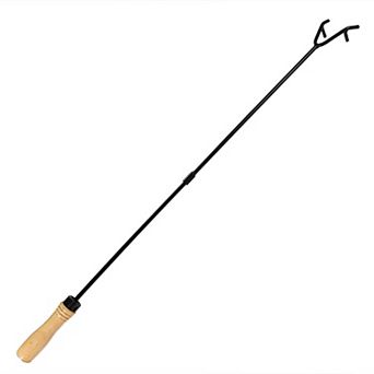 Sunnydaze 32 in Steel Outdoor Fire Pit Poker with Hook and Wooden Handle