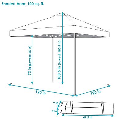 Sunnydaze 10' X 10' Pop-up Canopy With Rolling Carry Bag