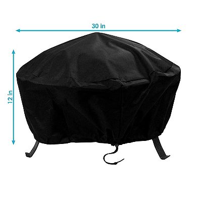 Sunnydaze 30 in Heavy-Duty PVC Round Outdoor Fire Pit Cover - Black