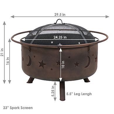 Sunnydaze 30 in Cosmic Steel Fire Pit with Spark Screen, Poker, and Grate