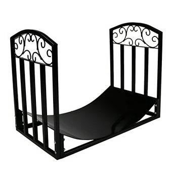 Sunnydaze 2 ft Designer Steel Firewood Log Rack - Black
