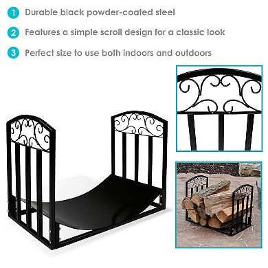 Sunnydaze 2 ft Designer Steel Firewood Log Rack - Black