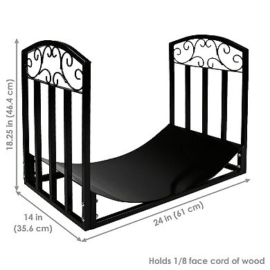 Sunnydaze 2 ft Designer Steel Firewood Log Rack - Black