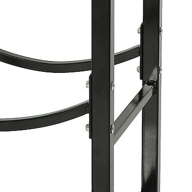 Sunnydaze Indoor/Outdoor Steel Log Rack with Tool Holders