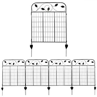 Sunnydaze 4 pc Romantic Vine Steel Garden Border Fencing - 10 ft - Black